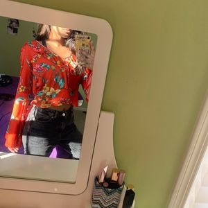Orange Floral Blouse